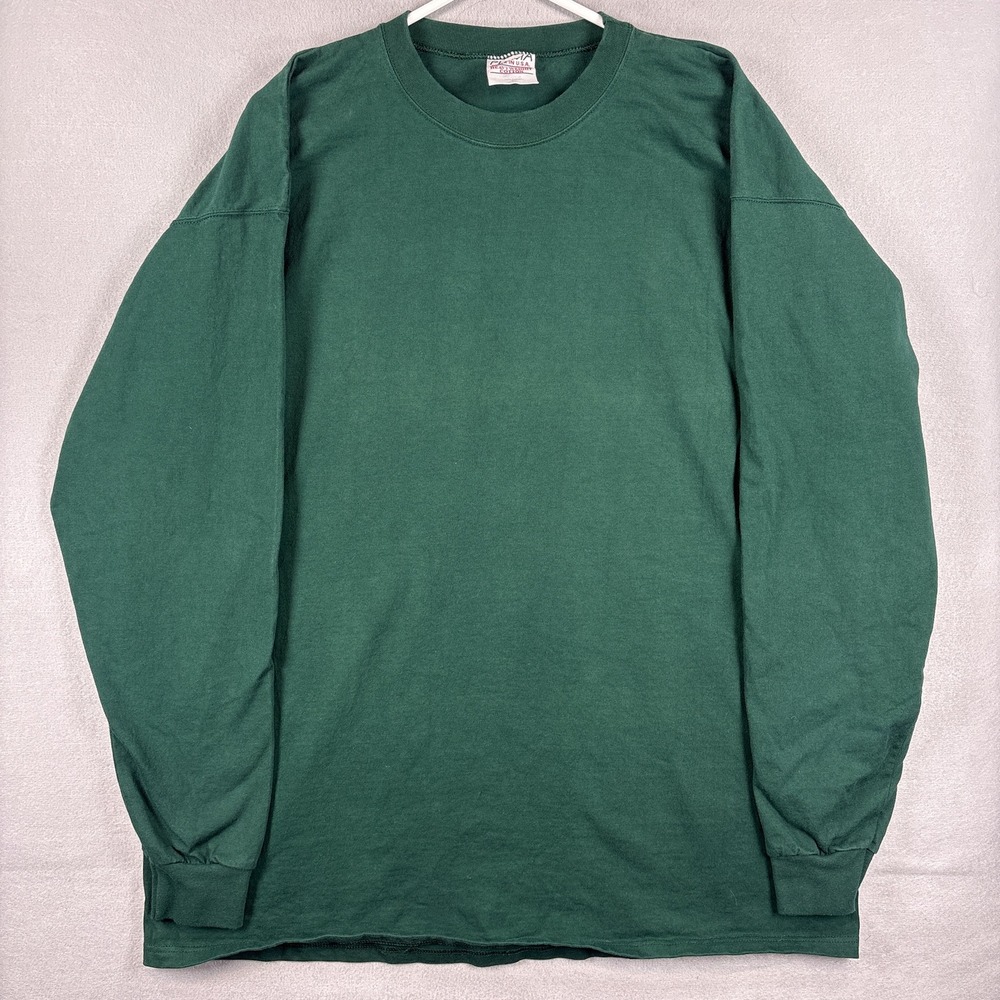 Vintage Pluma Long Sleeve XL Blank Shirt Heavyweight Cotton Dark Green